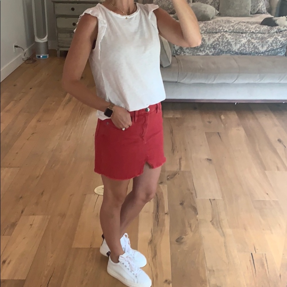 FRAME DENIM RED MINI SKIRT